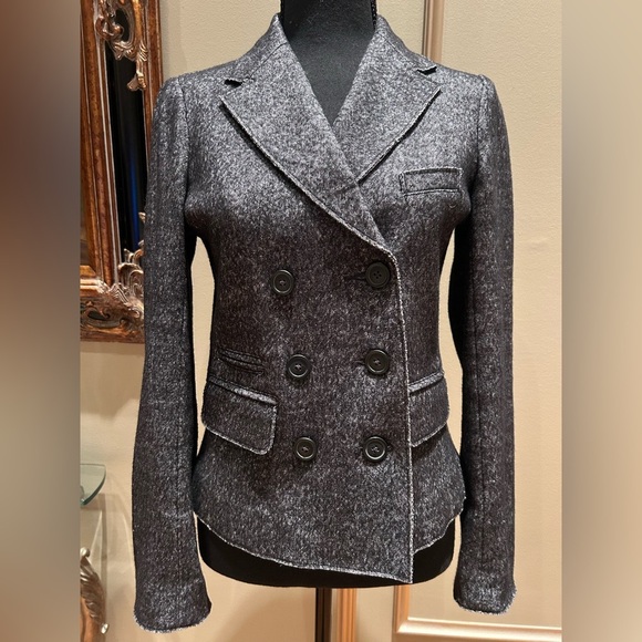 J.Crew Gray Wool Blend Double Breasted Tailored Blazer Jacket Size 6 - Picture 2 of 7